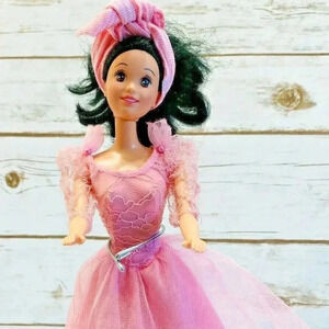 MATTEL BARBIE Disney Doll Black Hair Brown Eyes Pink Dress 12" Tall